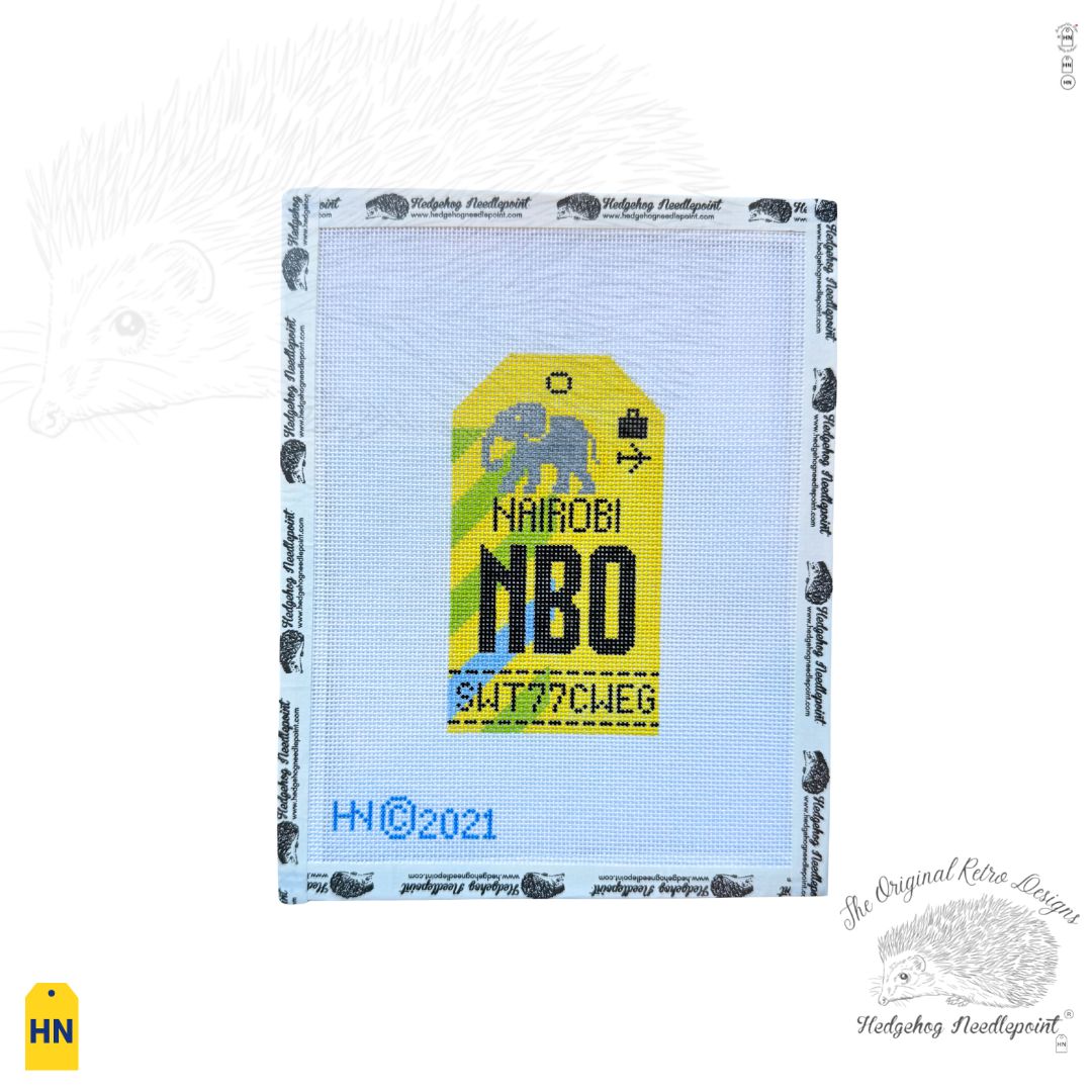 Nairobi Retro Travel Tag Needlepoint Canvas