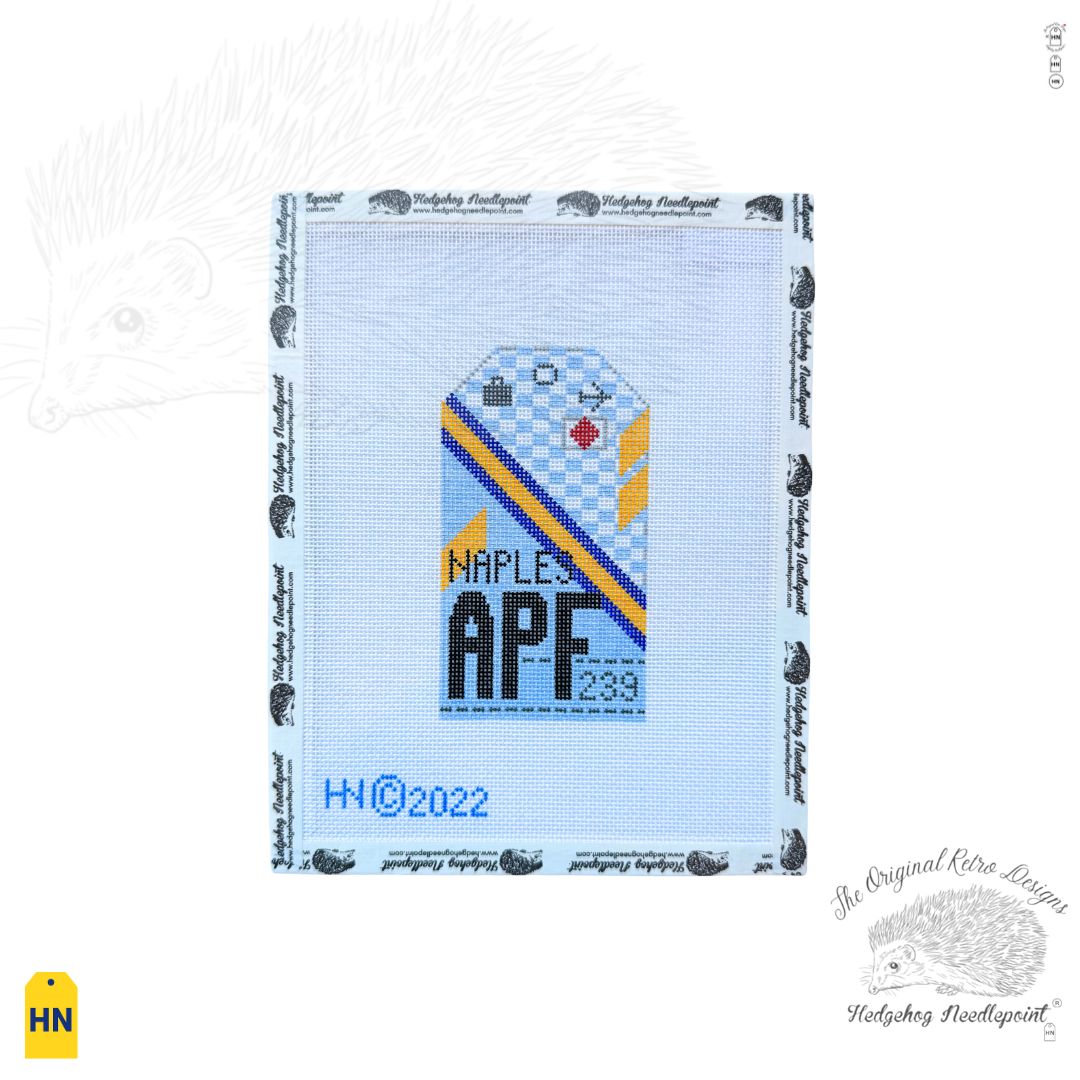 Naples Florida Retro Travel Tag Needlepoint Canvas