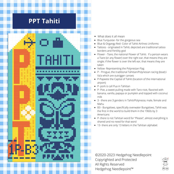 Tahiti Retro Travel Tag Stitch Printed™️ Needlepoint Canvas