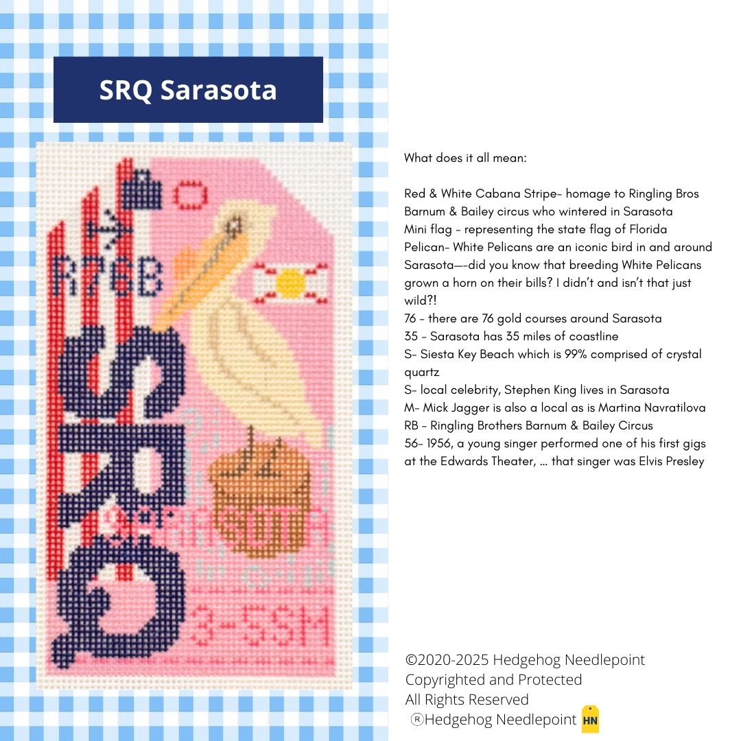 Sarasota Retro Travel Tag Needlepoint Canvas