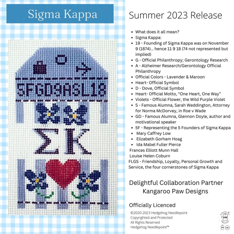 Sigma Kappa Retro Travel Tag Stitch Printed™️ Needlepoint Canvas
