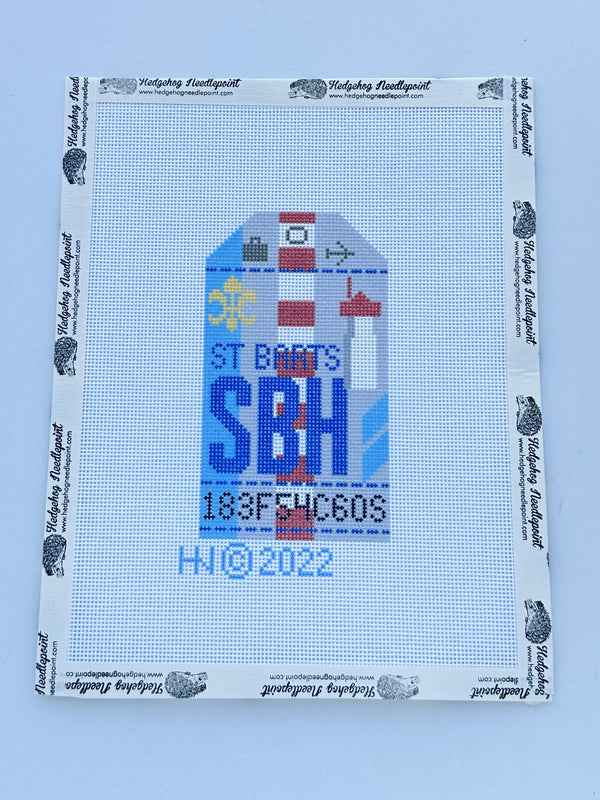 St Barts Retro Travel Tag Stitch Printed™️ Needlepoint Canvas