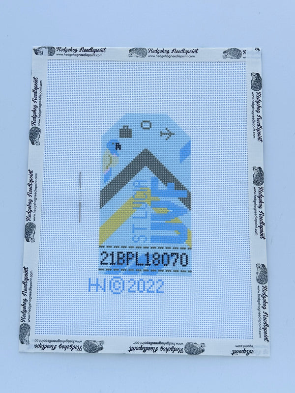 St Lucia Retro Travel Tag Stitch Printed™️ Needlepoint Canvas