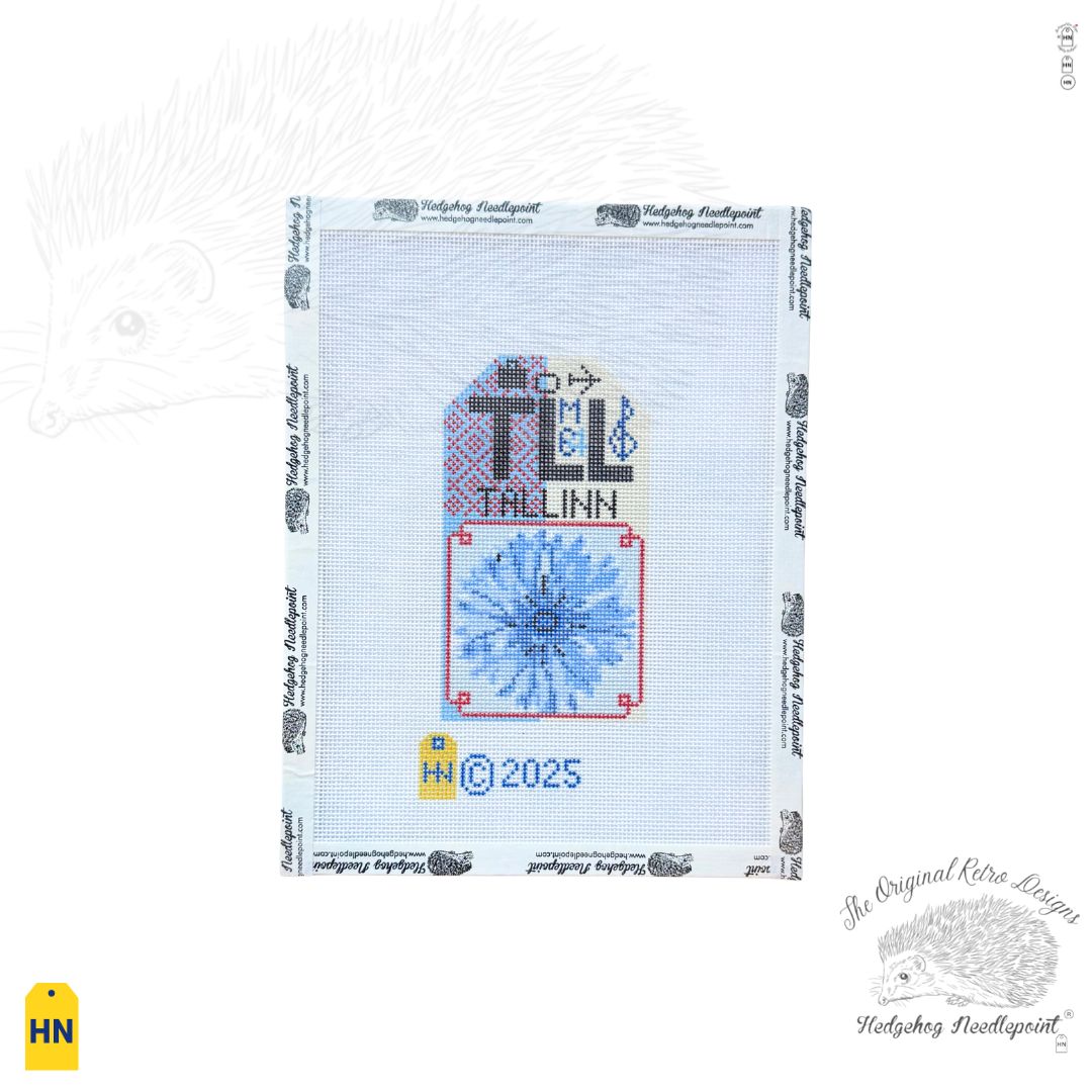 Tallinn Retro Travel Tag Needlepoint Canvas