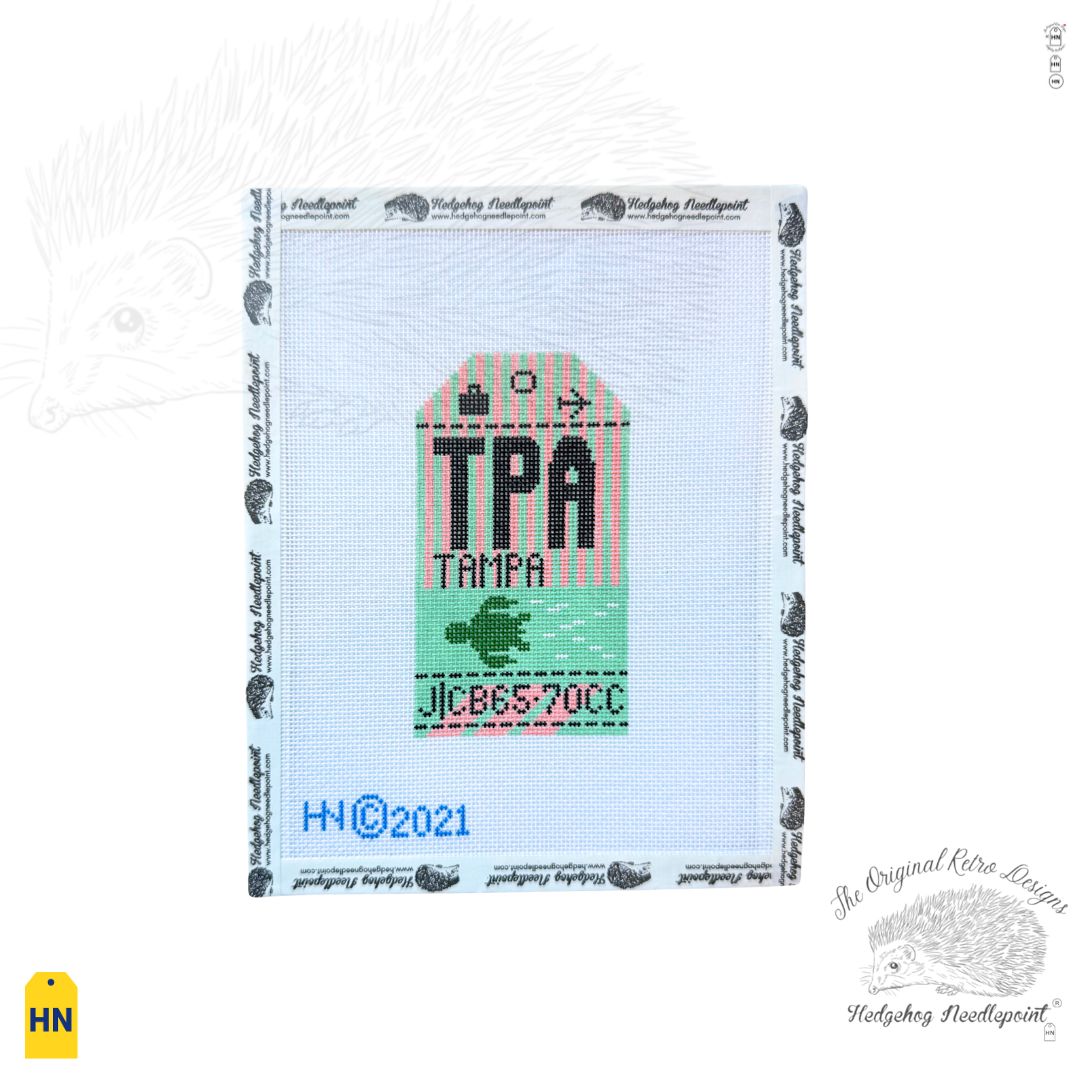 Tampa Retro Travel Tag Needlepoint Canvas