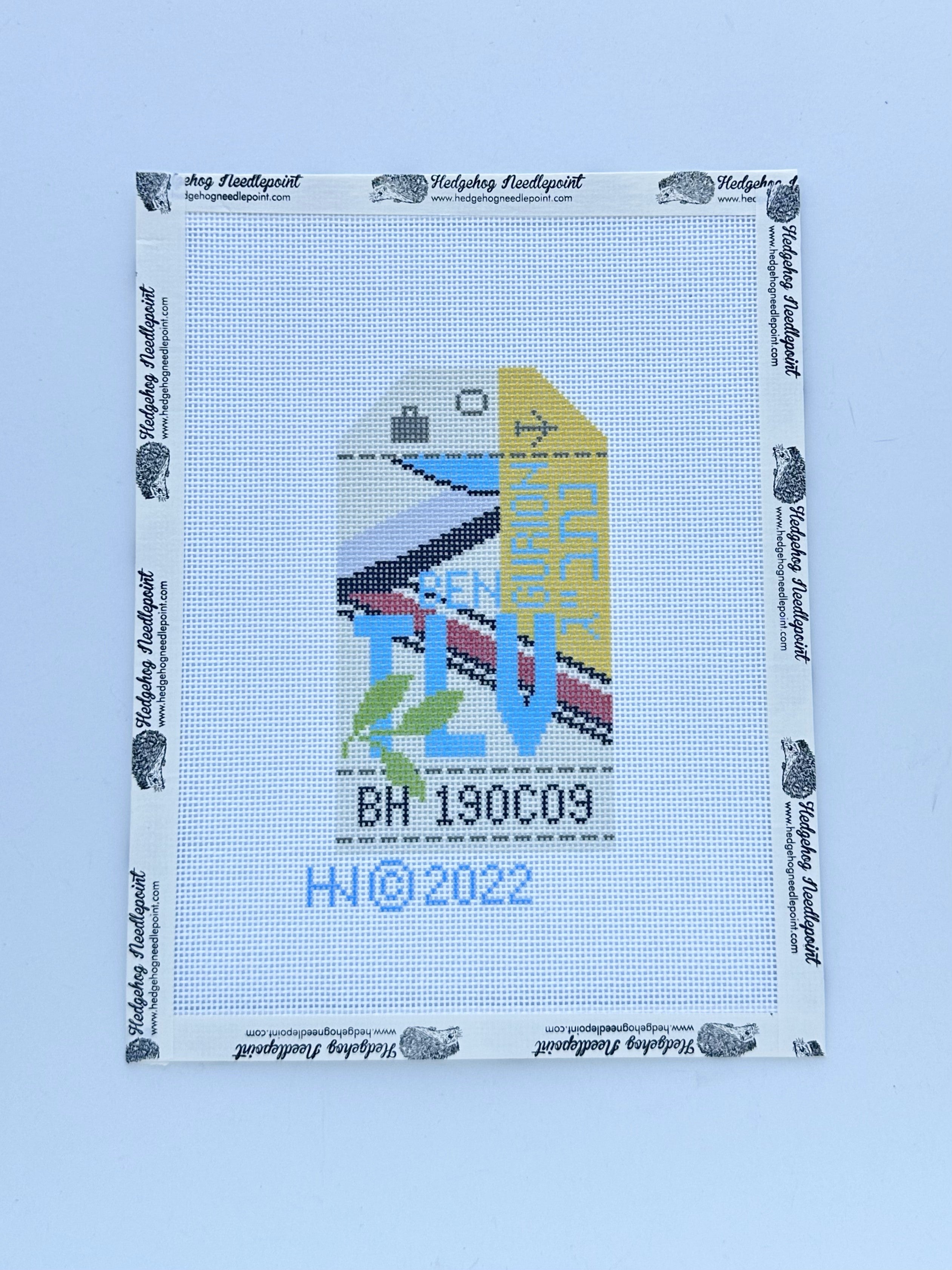 Tel Aviv Retro Travel Tag Stitch Printed™️ Needlepoint Canvas