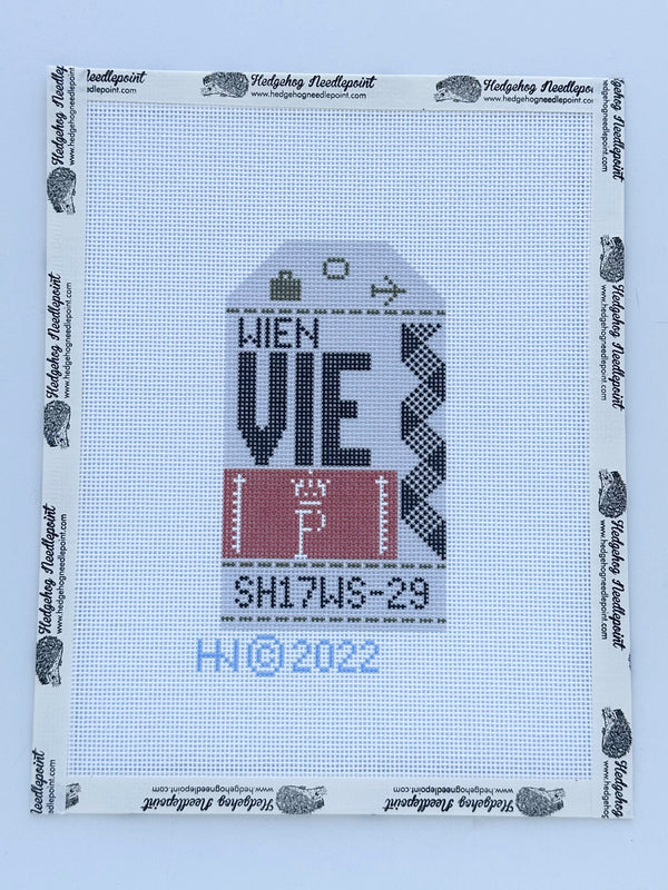 Vienna Retro Travel Tag Stitch Printed™️ Needlepoint Canvas