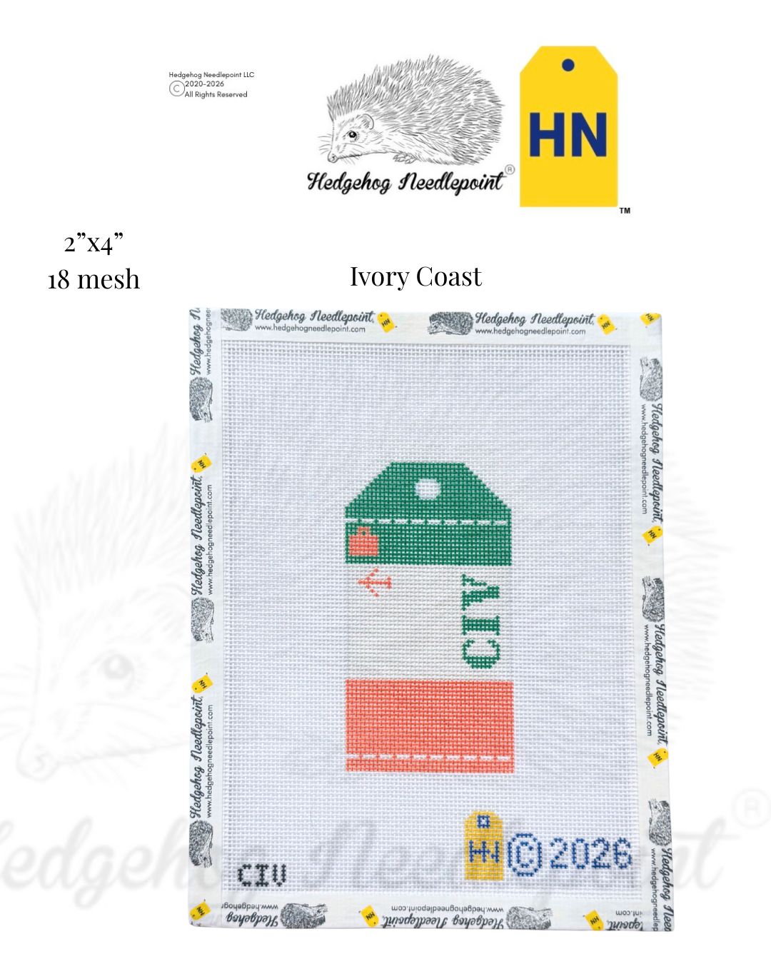 Ivory Coast Wee Flag Travel Tag Needlepoint Canvas