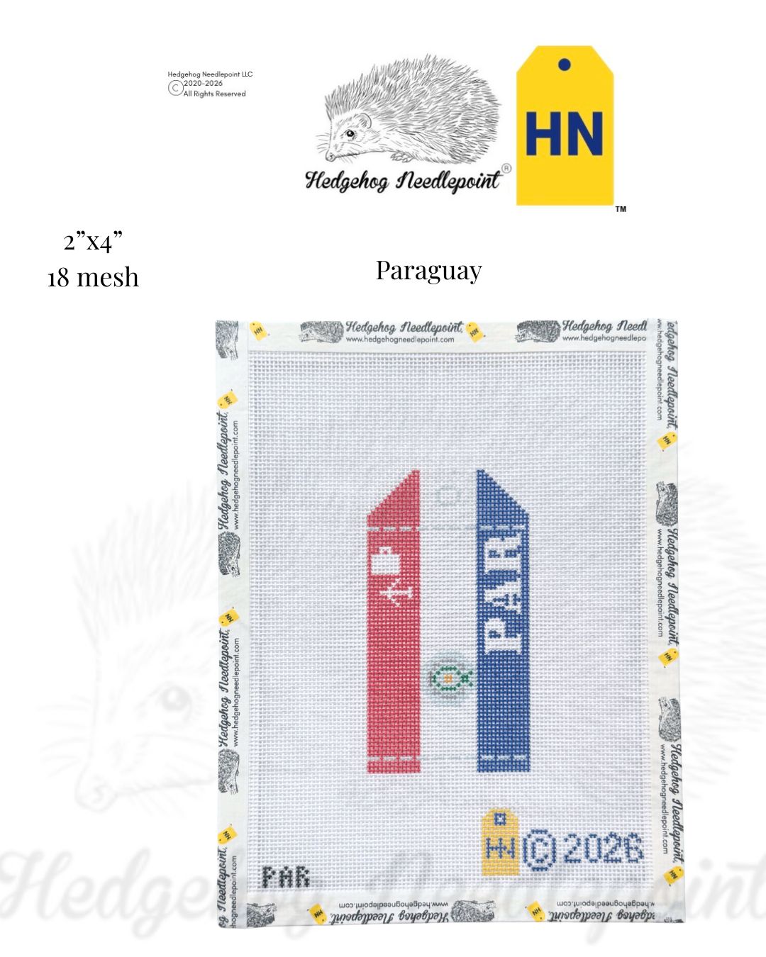 Paraguay Wee Flag Travel Tag Needlepoint Canvas