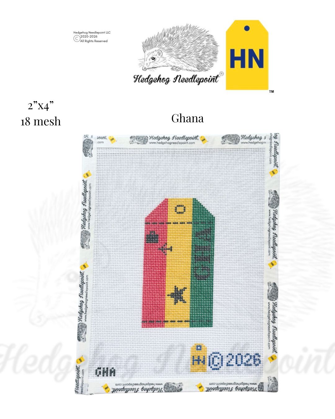 Ghana Wee Flag Travel Tag Needlepoint Canvas