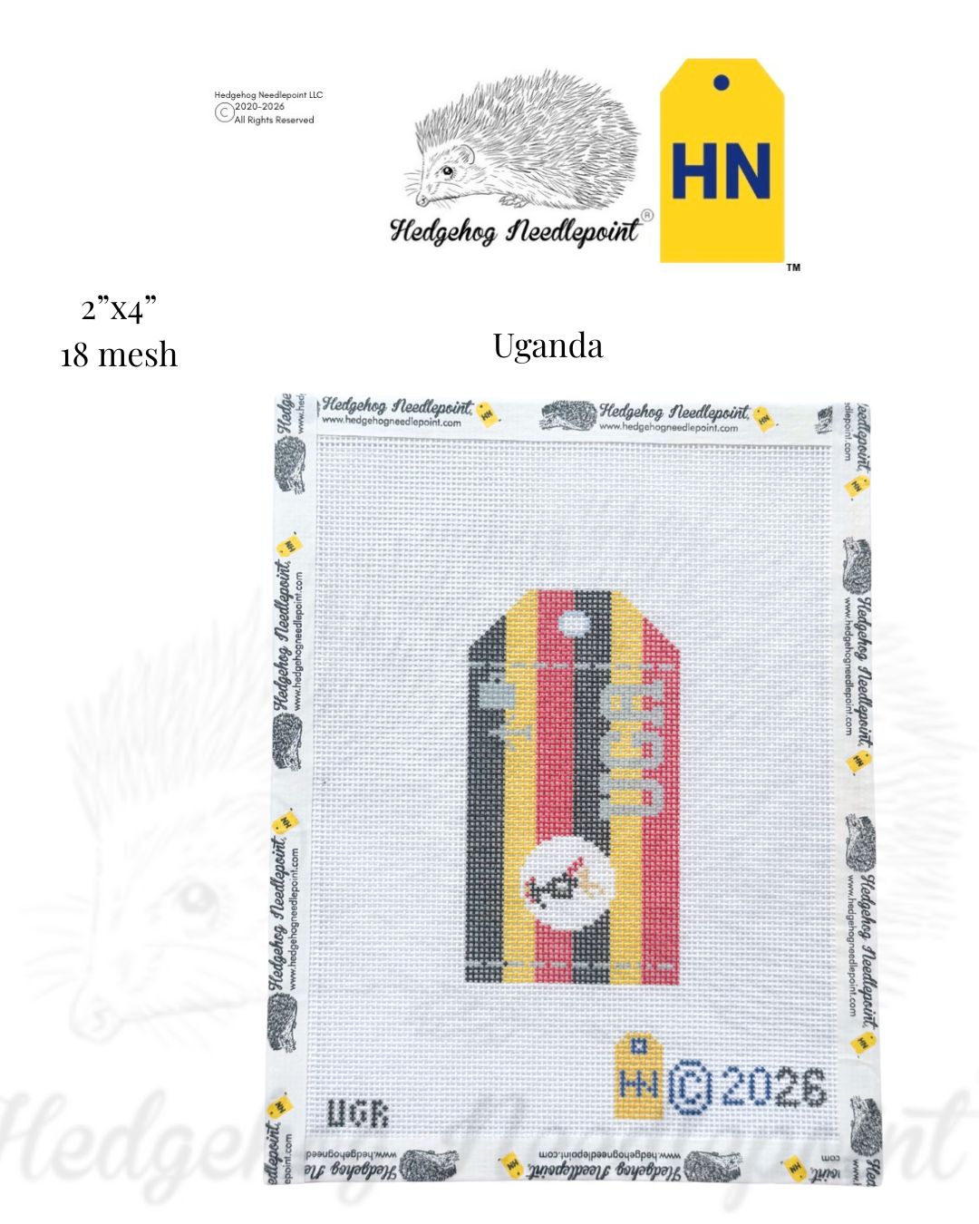 Uganda Wee Flag Travel Tag Needlepoint Canvas