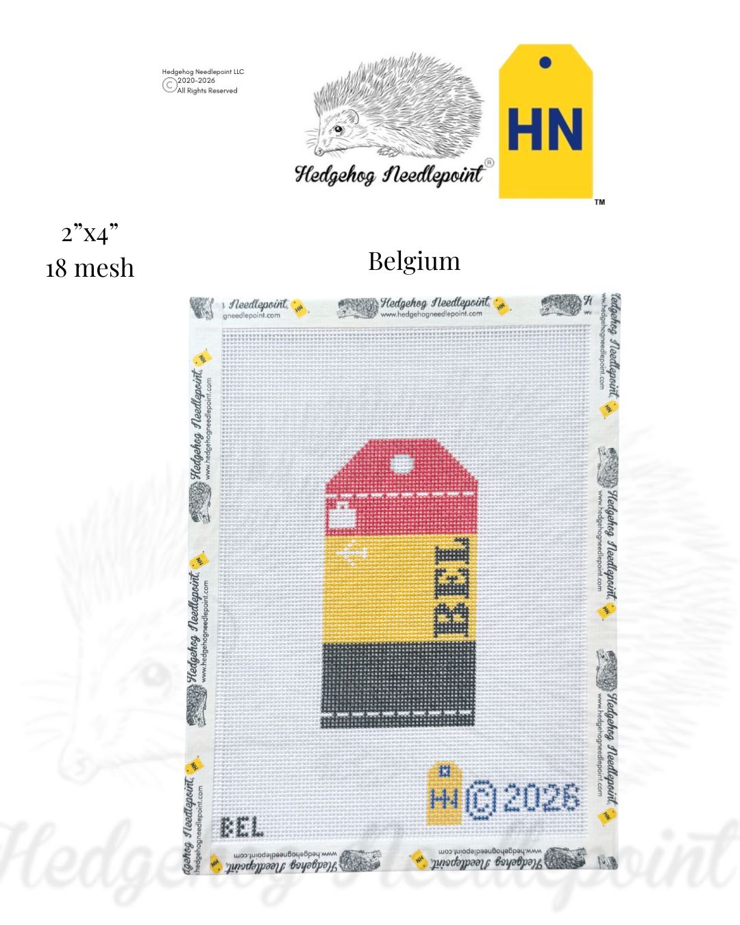 Belgium Wee Flag Travel Tag Needlepoint Canvas