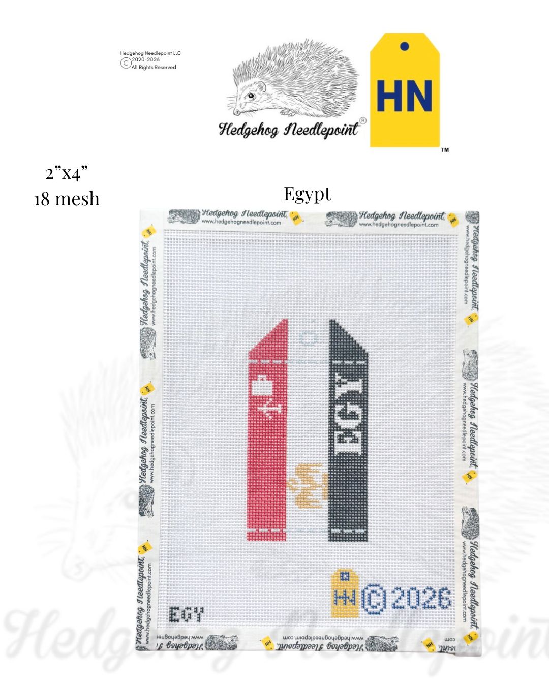 Egypt Wee Flag Travel Tag Needlepoint Canvas