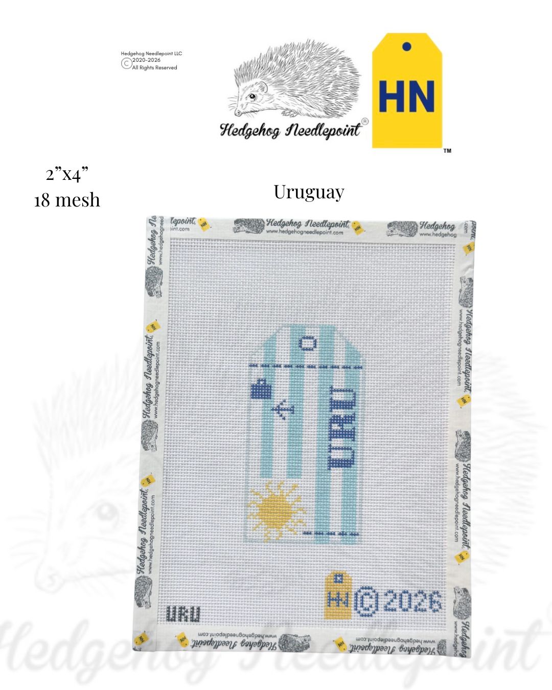 Uruguay Wee Flag Travel Tag Needlepoint Canvas