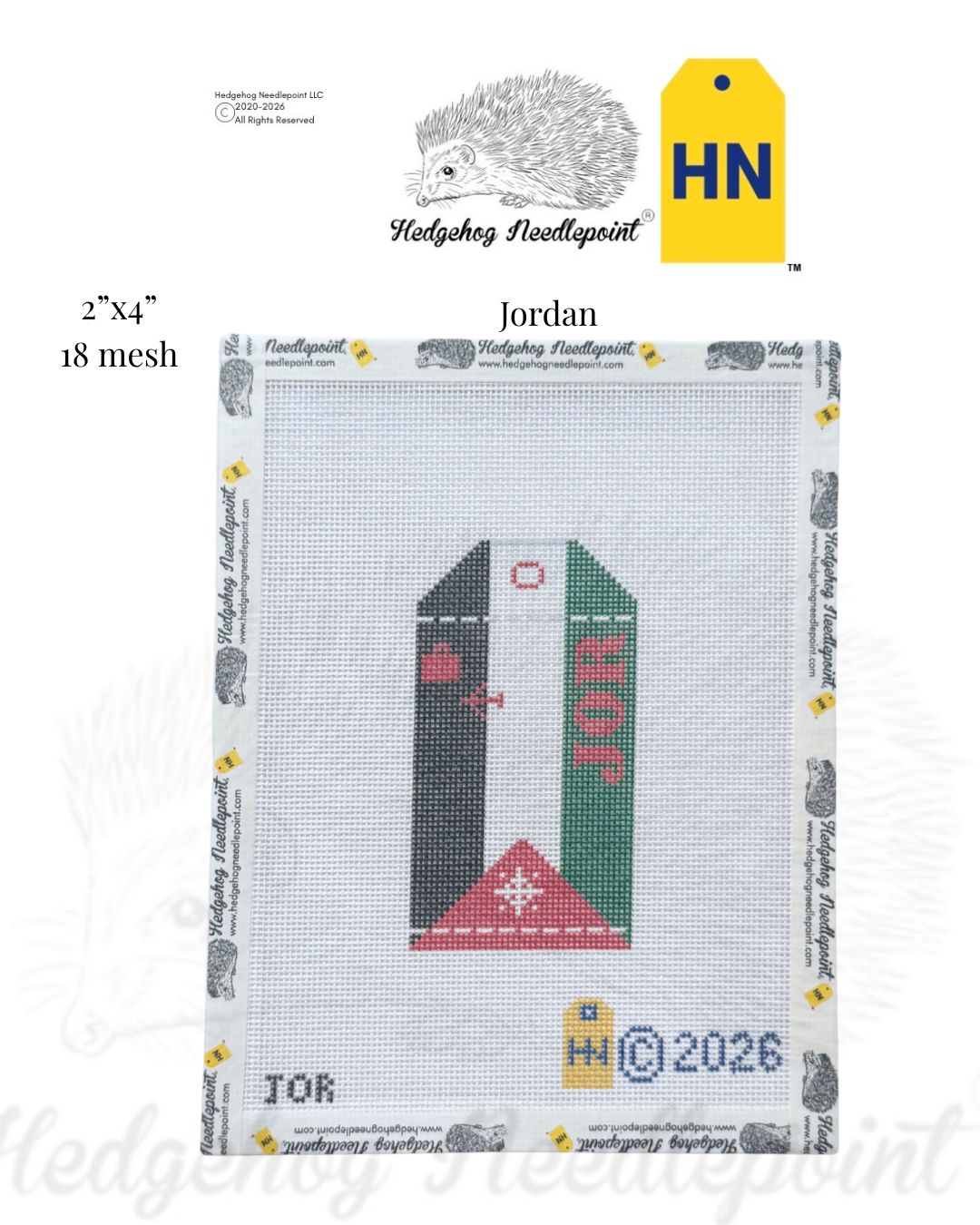 Jordan Wee Flag Travel Tag Needlepoint Canvas