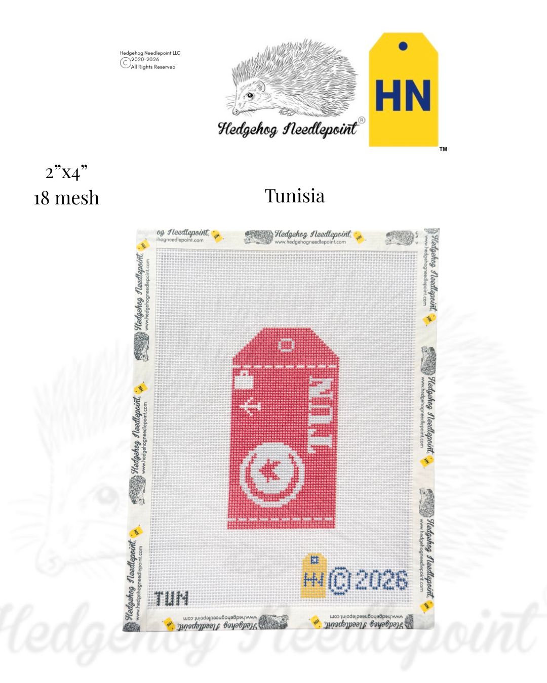 Tunisia Wee Flag Travel Tag Needlepoint Canvas