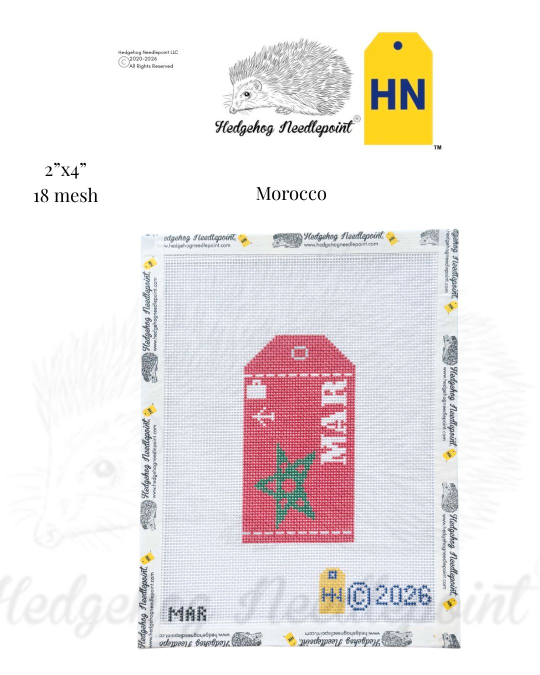 Morroco Wee Flag Travel Tag Needlepoint Canvas