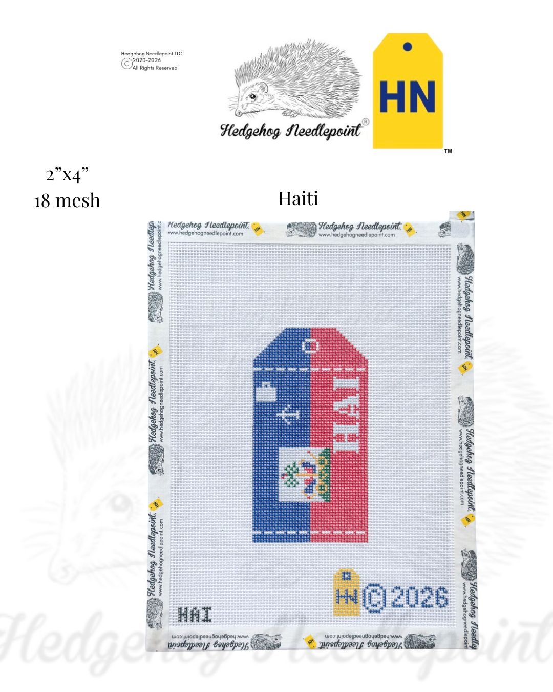 Haiti Wee Flag Travel Tag Needlepoint Canvas