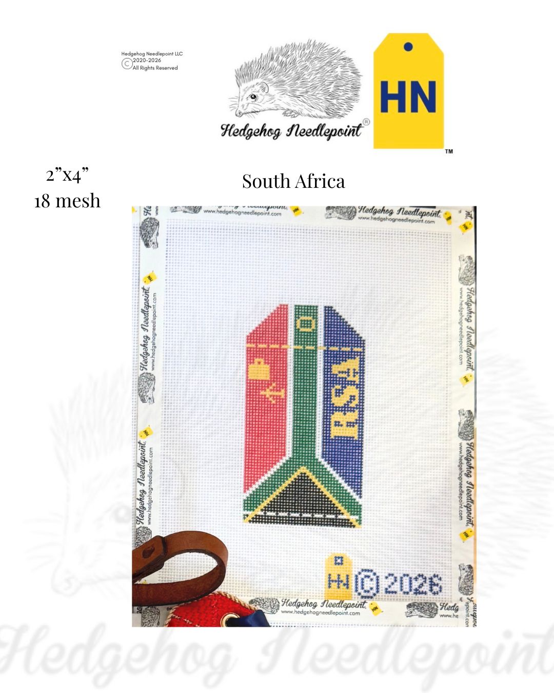 South Africa Wee Flag Travel Tag Needlepoint Canvas
