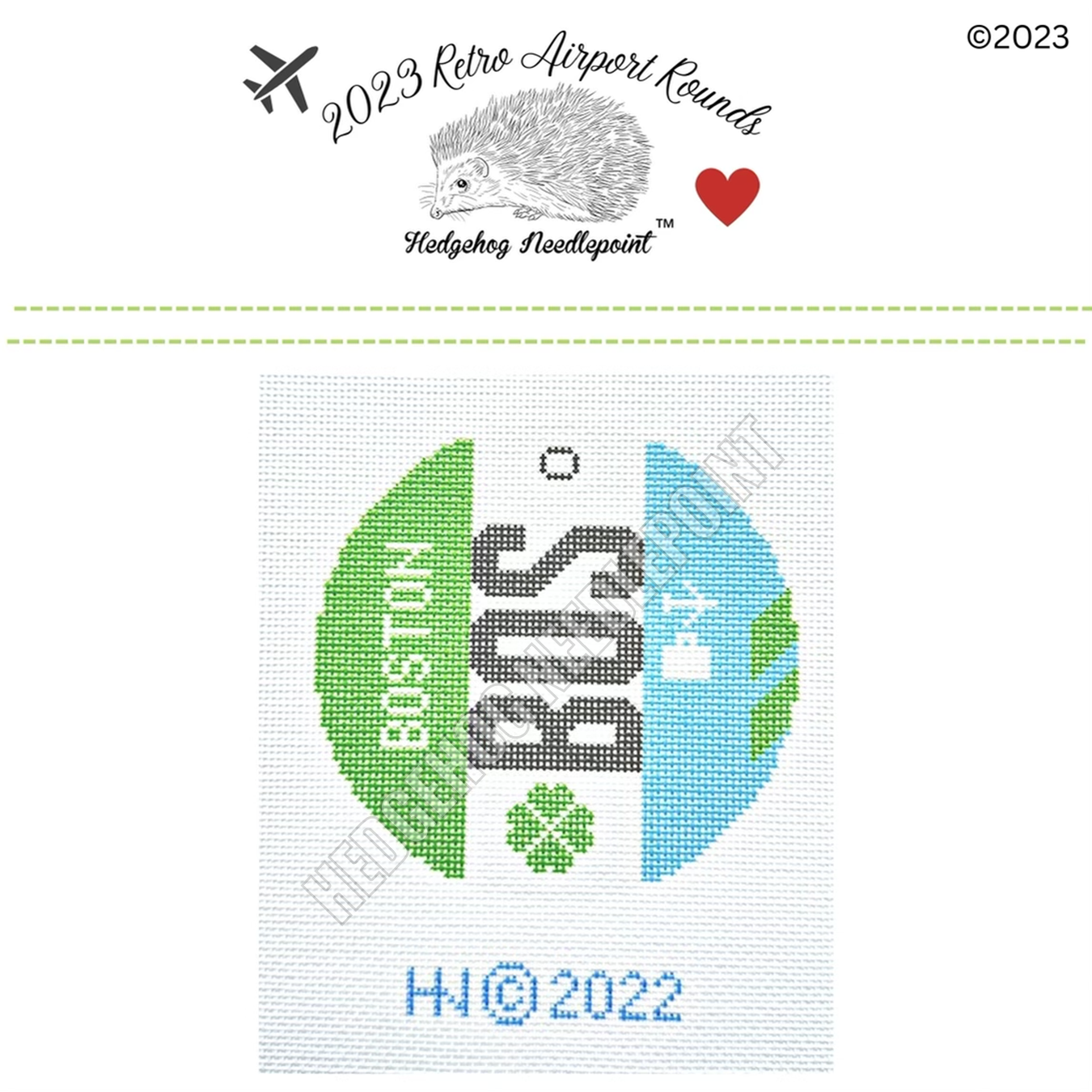 Boston Retro Airport Round Stitch Printed™️ Needlepoint Canvas