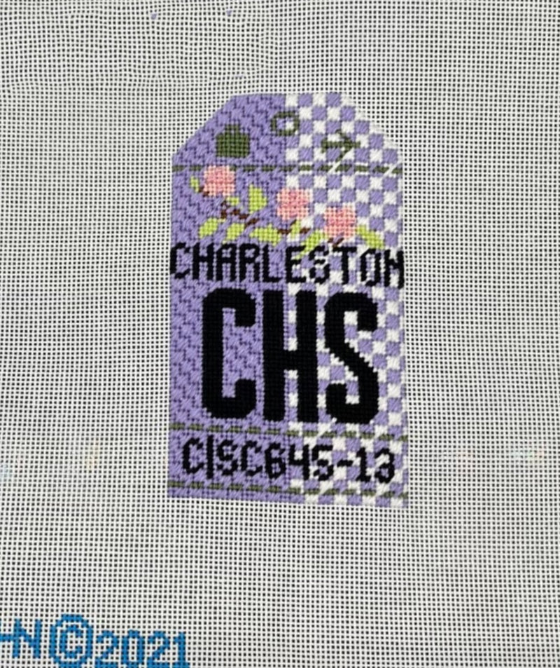 Charleston Retro Travel Tag Stitch Printed™️ Needlepoint Canvas