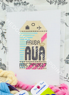 Aruba Retro Travel Tag Stitch Printed™️ Needlepoint Canvas