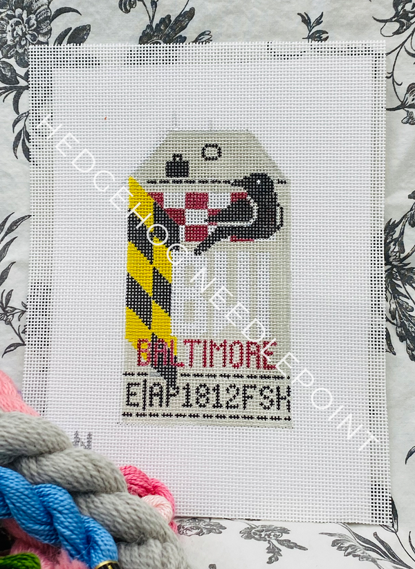 Baltimore Retro Travel Tag Stitch Printed™️ Needlepoint Canvas