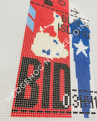 Block Island Retro Travel Tag Stitch Printed™️ Needlepoint Canvas