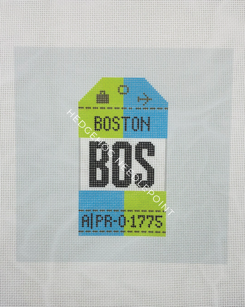 Boston Retro Travel Tag Stitch Printed™️ Needlepoint Canvas