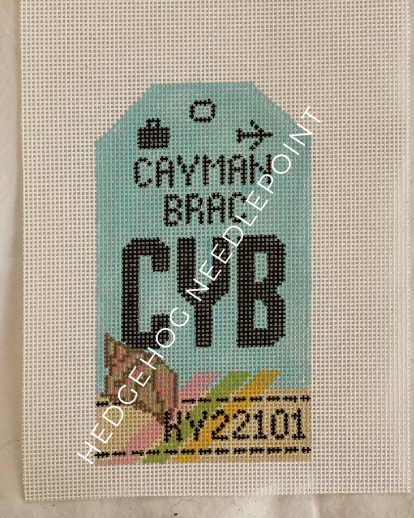 Cayman Brac Retro Travel Tag Needlepoint Canvas