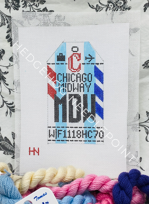 Chicago Midway Retro Travel Tag Stitch Printed™️ Needlepoint Canvas