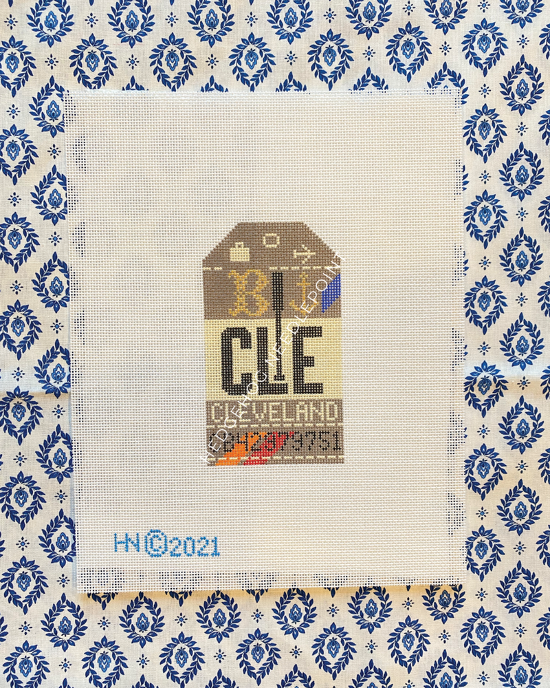 Cleveland Retro Travel Tag Stitch Printed™️ Needlepoint Canvas