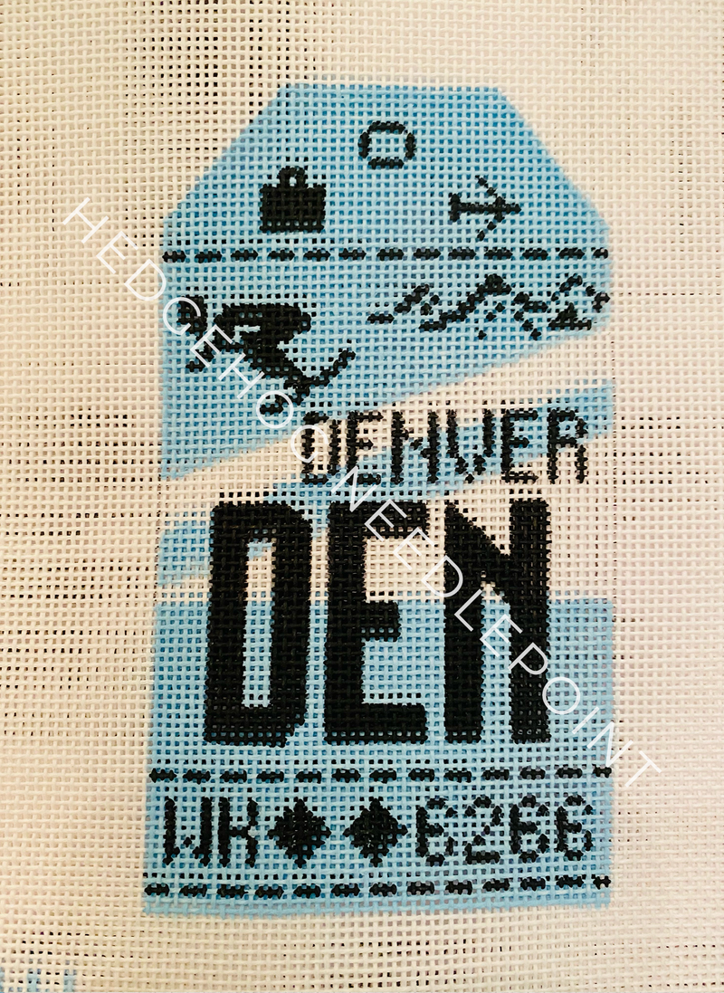 Denver Retro Travel Tag Stitch Printed™️ Needlepoint Canvas