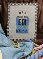Edinburgh Retro Travel Tag Stitch Printed™️ Needlepoint Canvas