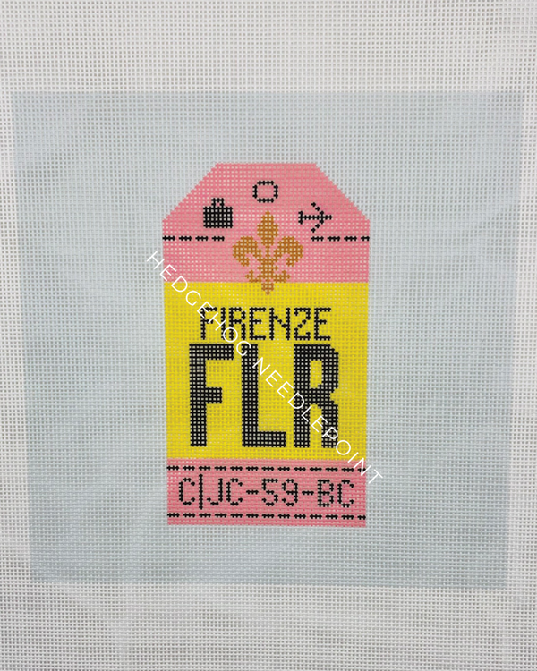 Firenze Retro Travel Tag Stitch Printed™️ Needlepoint Canvas