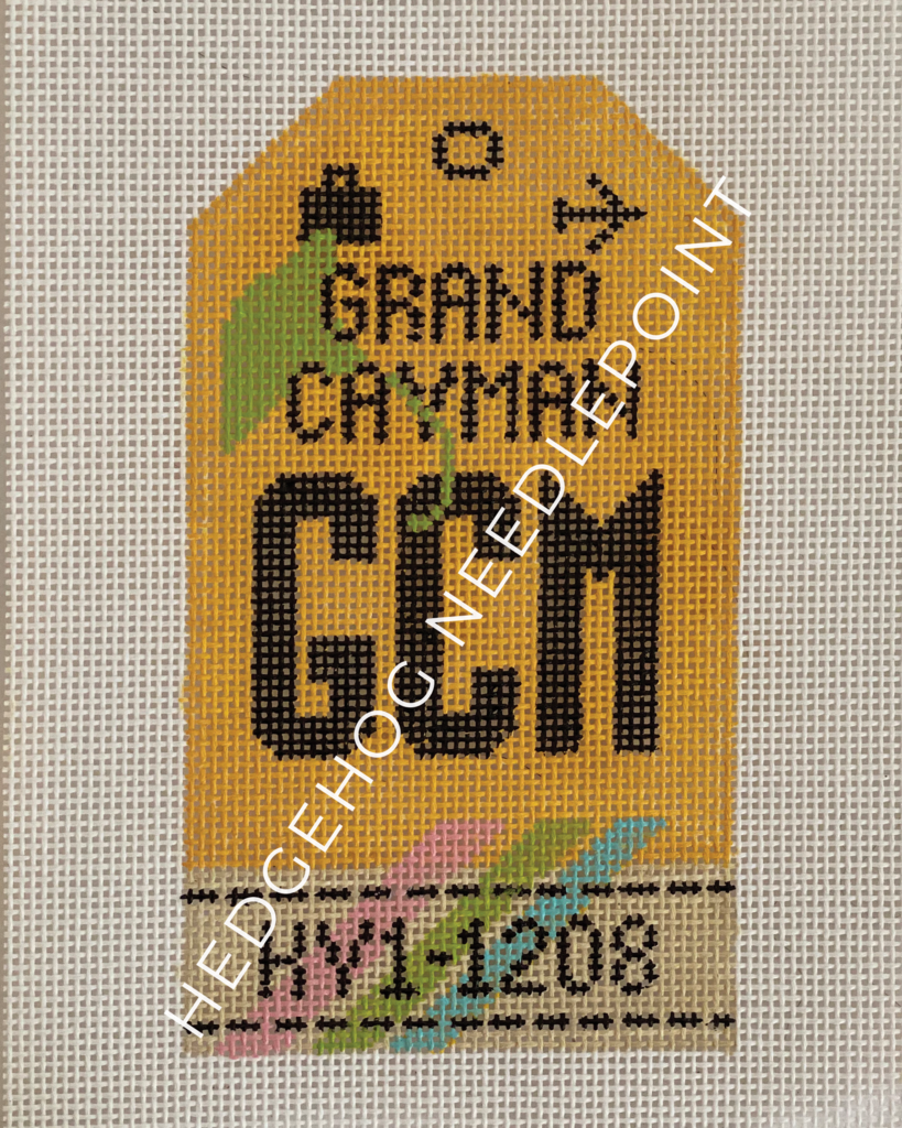 Grand Cayman Retro Travel Tag Needlepoint Canvas