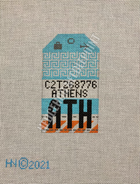 Athens Retro Travel Tag Stitch Printed™️ Needlepoint Canvas