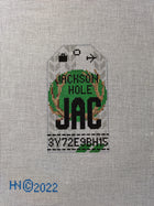 Jackson Hole Retro Travel Tag Stitch Printed™️ Needlepoint Canvas