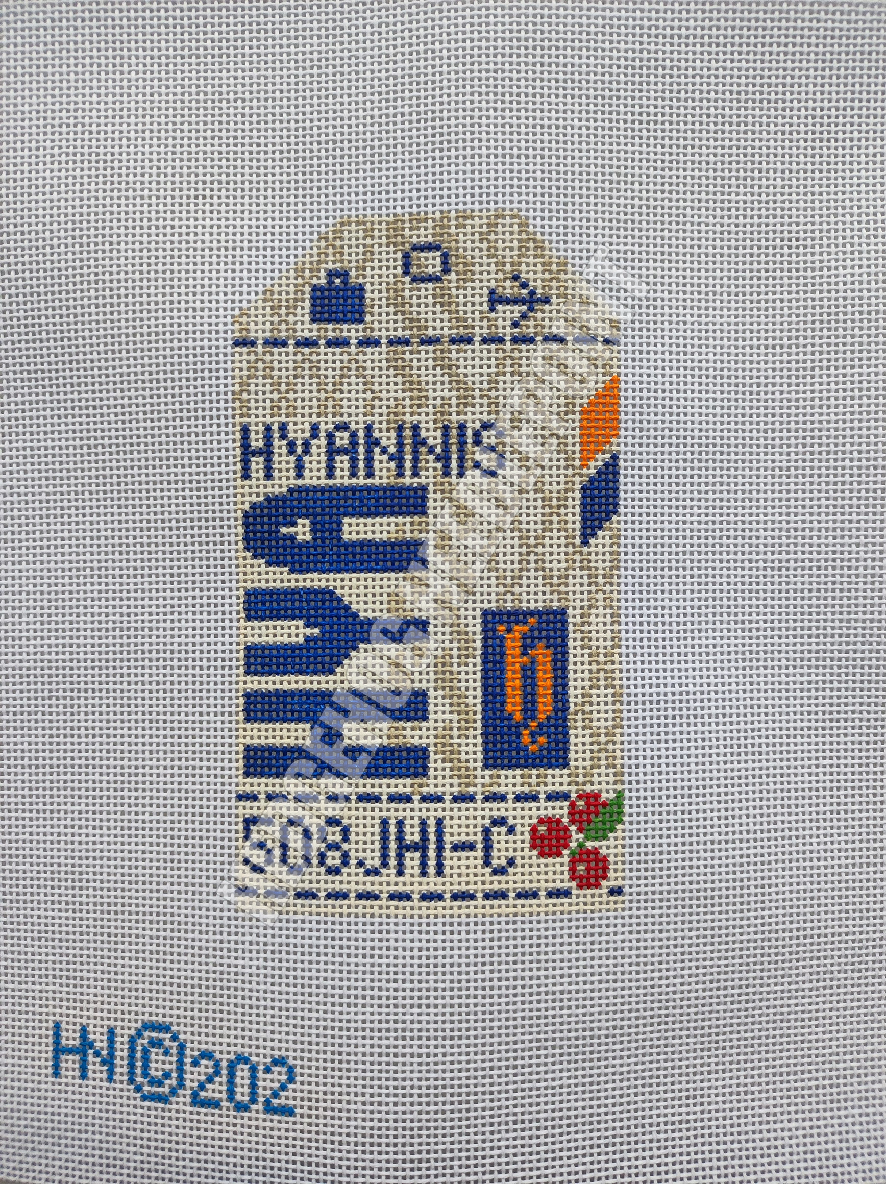 Hyannis Retro Travel Tag Needlepoint Canvas