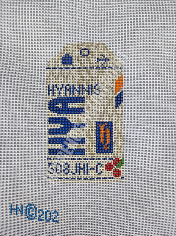 Hyannis Retro Travel Tag Stitch Printed™️ Needlepoint Canvas