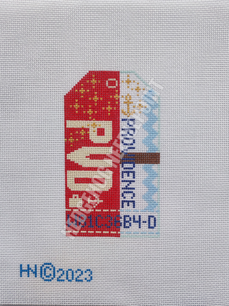 Providence Retro Travel Tag Stitch Printed™️ Needlepoint Canvas