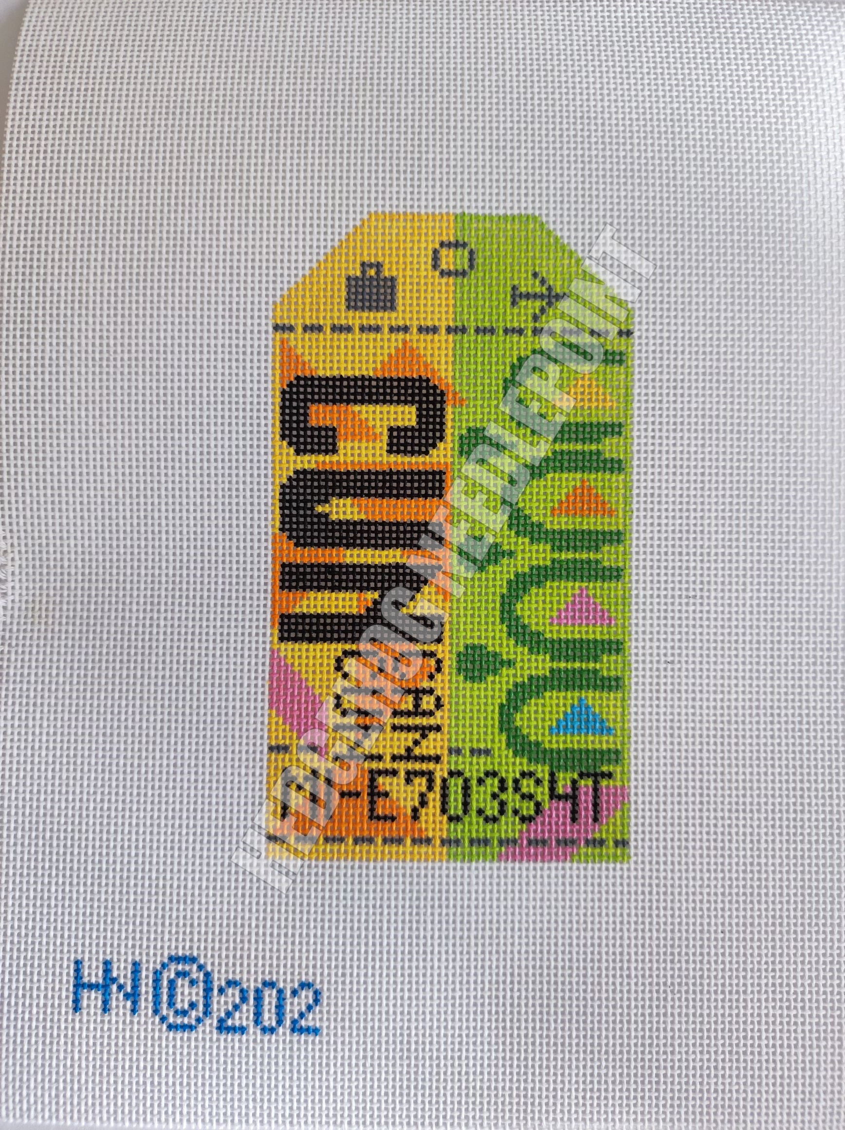 Cancun Retro Travel Tag Needlepoint Canvas