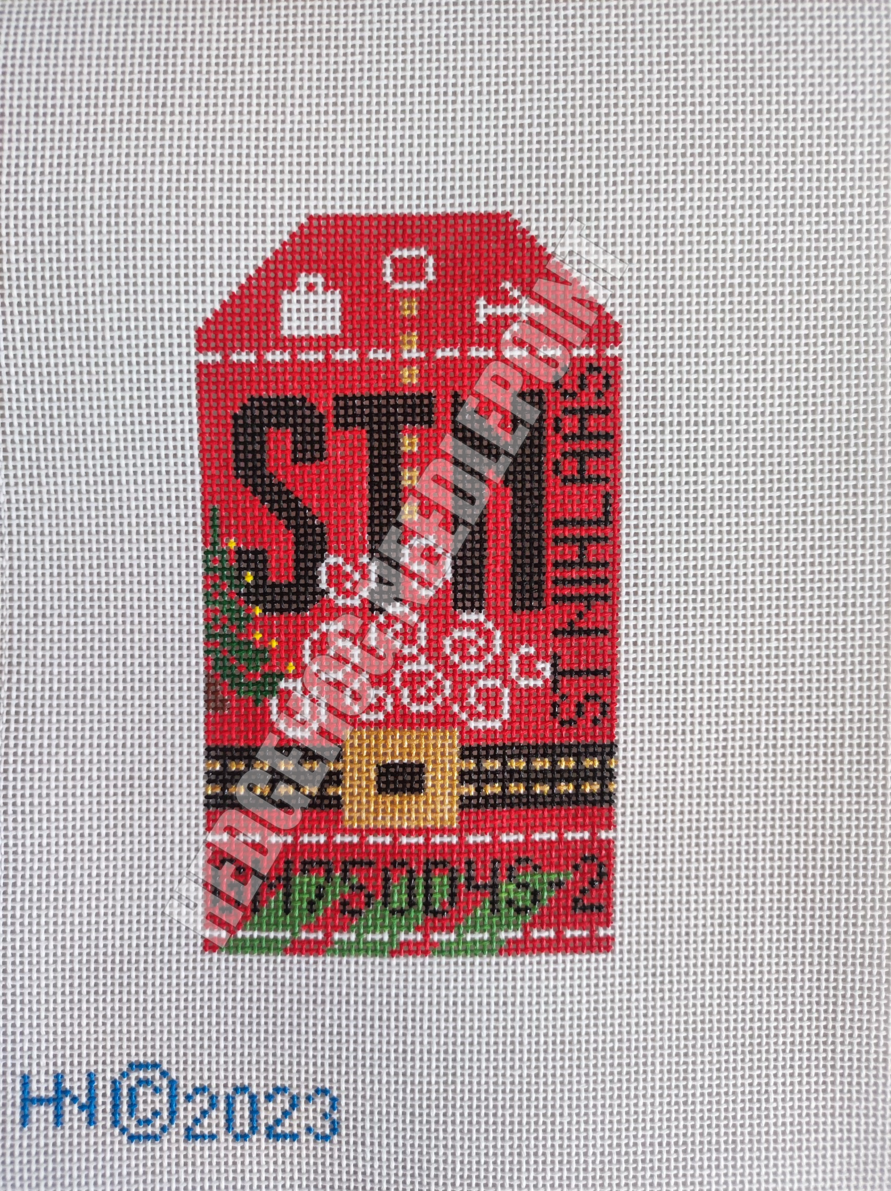 Sint Niklaas Retro Travel Tag Needlepoint Canvas