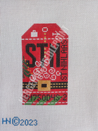 Sint Niklaas Retro Travel Tag Stitch Printed™️ Needlepoint Canvas