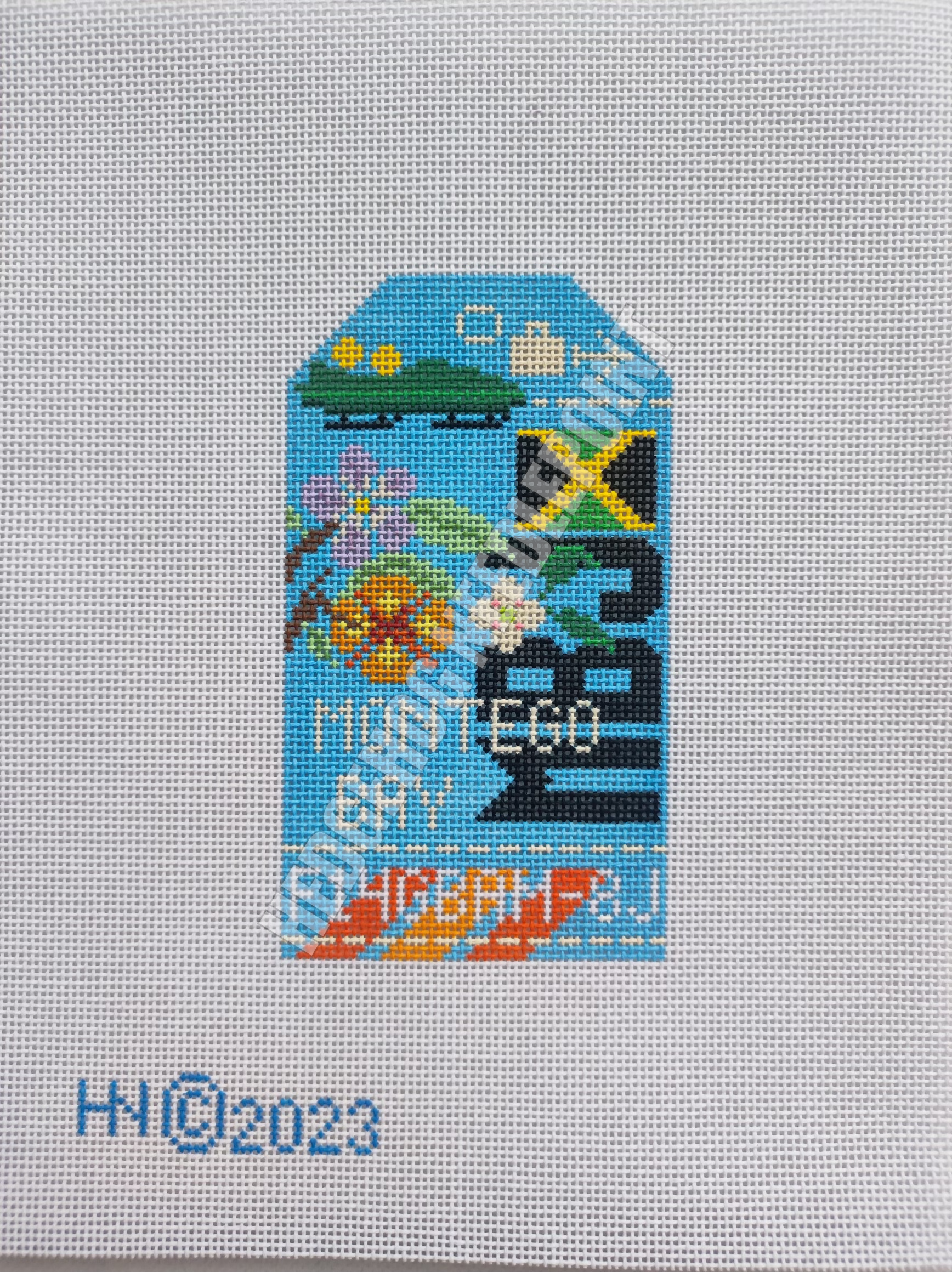 Montego Bay Retro Travel Tag Needlepoint Canvas