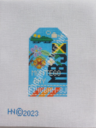 Montego Bay Retro Travel Tag Stitch Printed™️ Needlepoint Canvas