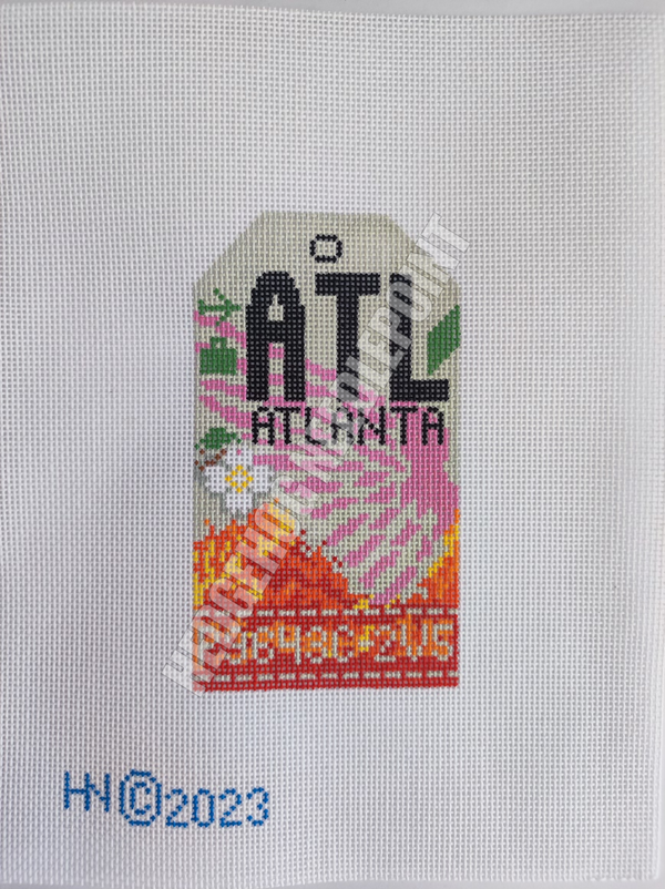 Atlanta Retro Travel Tag Stitch Printed™️ Needlepoint Canvas