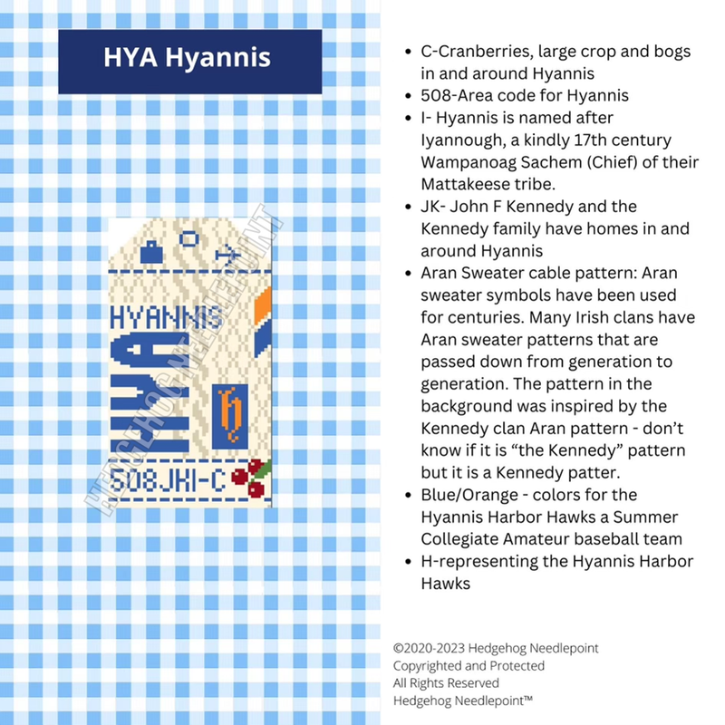 Hyannis Retro Travel Tag Stitch Printed™️ Needlepoint Canvas