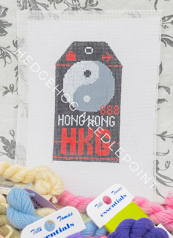 Hong Kong Retro Travel Tag Stitch Printed™️ Needlepoint Canvas