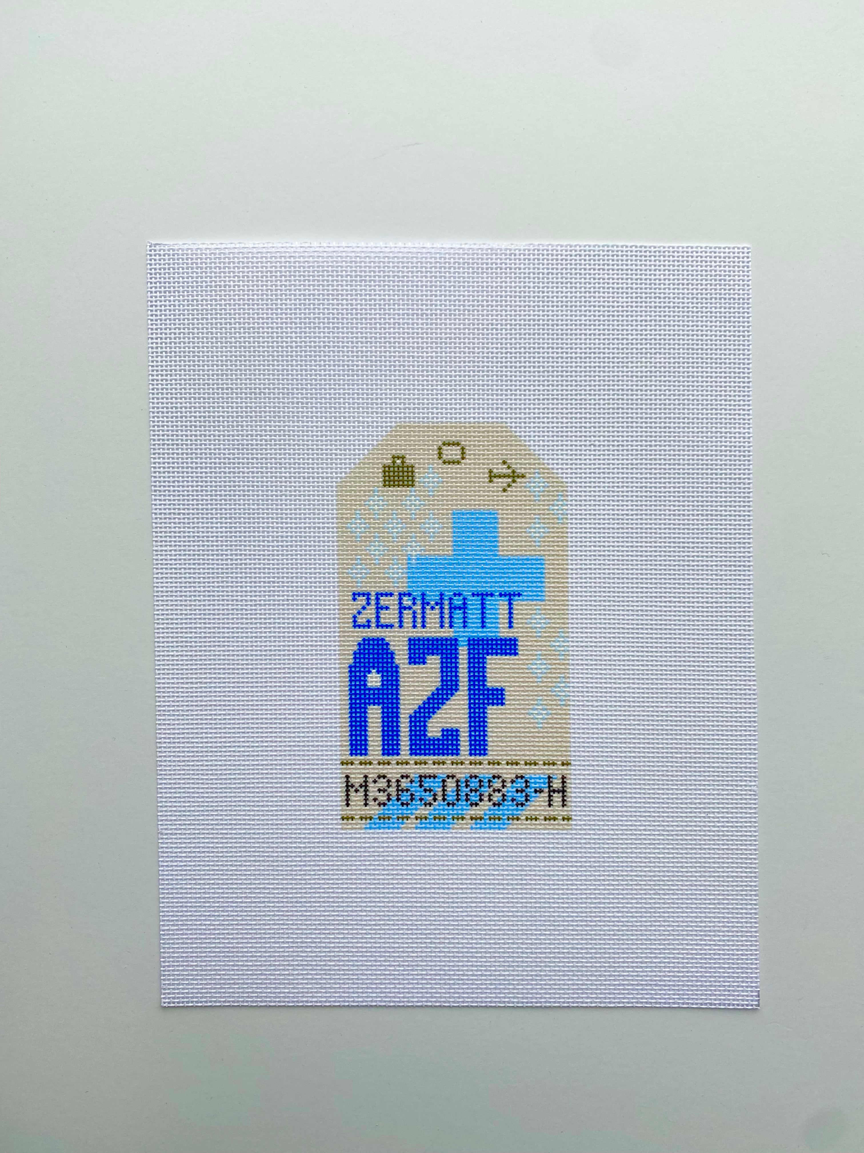 Zermatt Retro Travel Tag Needlepoint Canvas